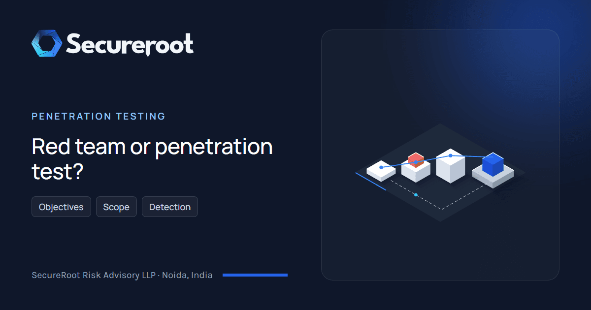 Penetration Testing: Red team or penetration test?. Illustrated cover by SecureRoot Risk Advisory.